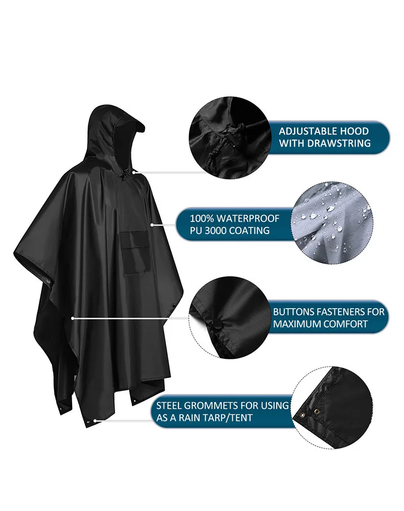 2026 Para Camping e Caminhadas - Emergency Poncho Rain avaliação e preço